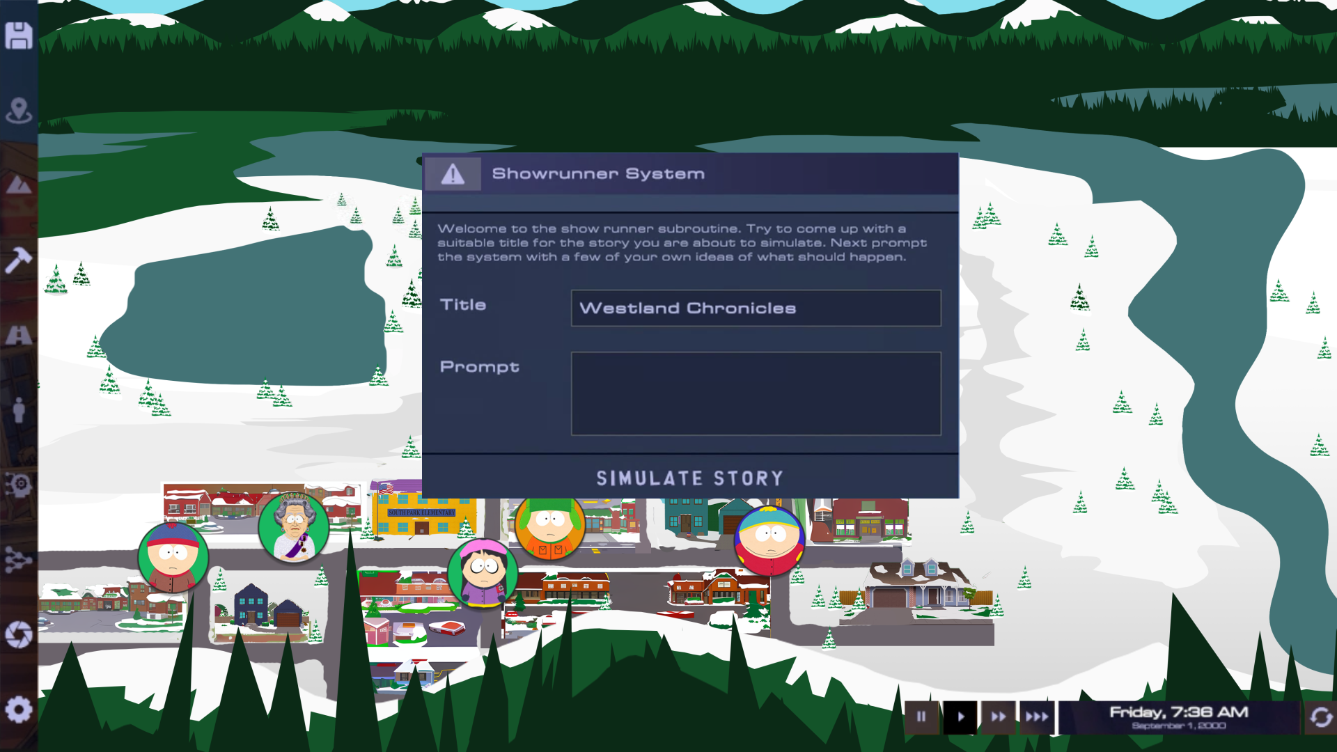 User Interface of the Simulation Map of Southpark